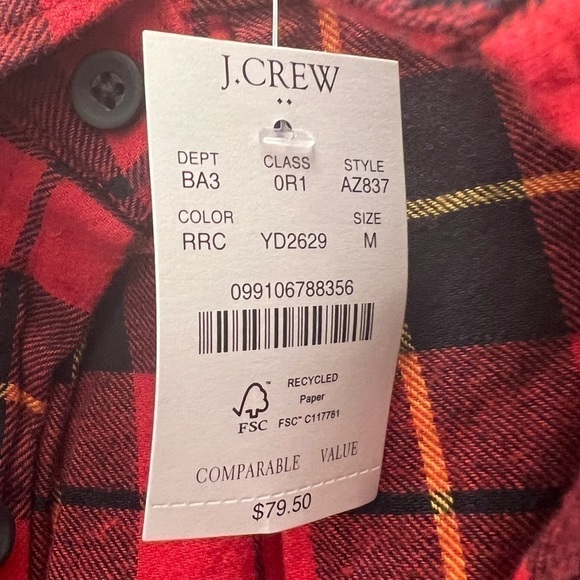 J. CREW NWT Re-imagined 100% cotton plaid flannel button down shirt size medium - Picture 8 of 10